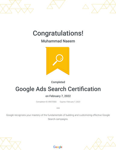Google Serach ads Certificate